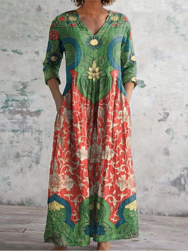 Élodie | Robe longue à imprimé fleuri vintage